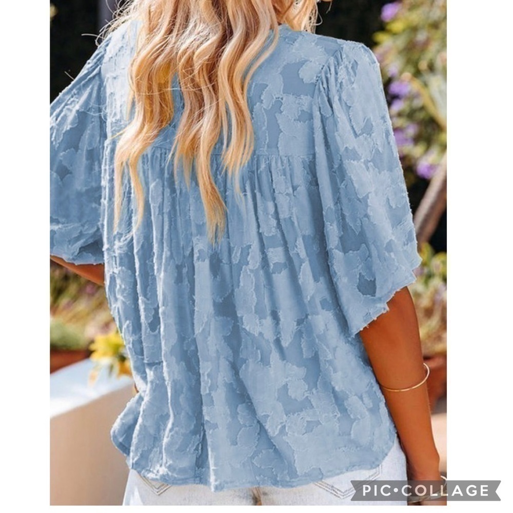 Sky Blue Baby Doll Top - Picture 2 of 5